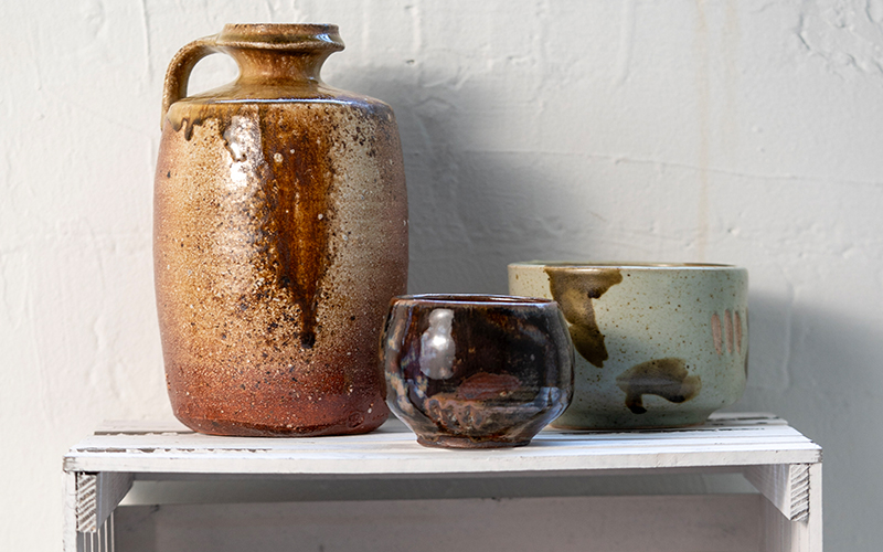 3 pieces of pottery by Brian